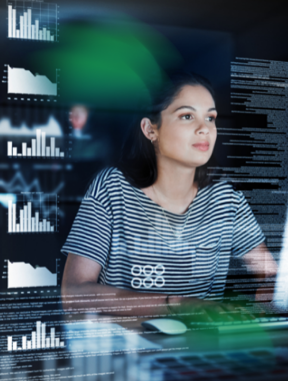 Woman sitting at a computer
